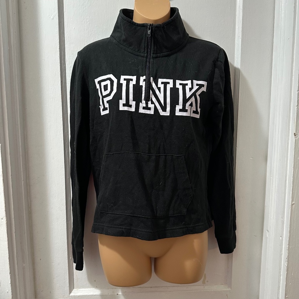 Victoria Secret‎ PINK Black Quarter Zip Pullover in S